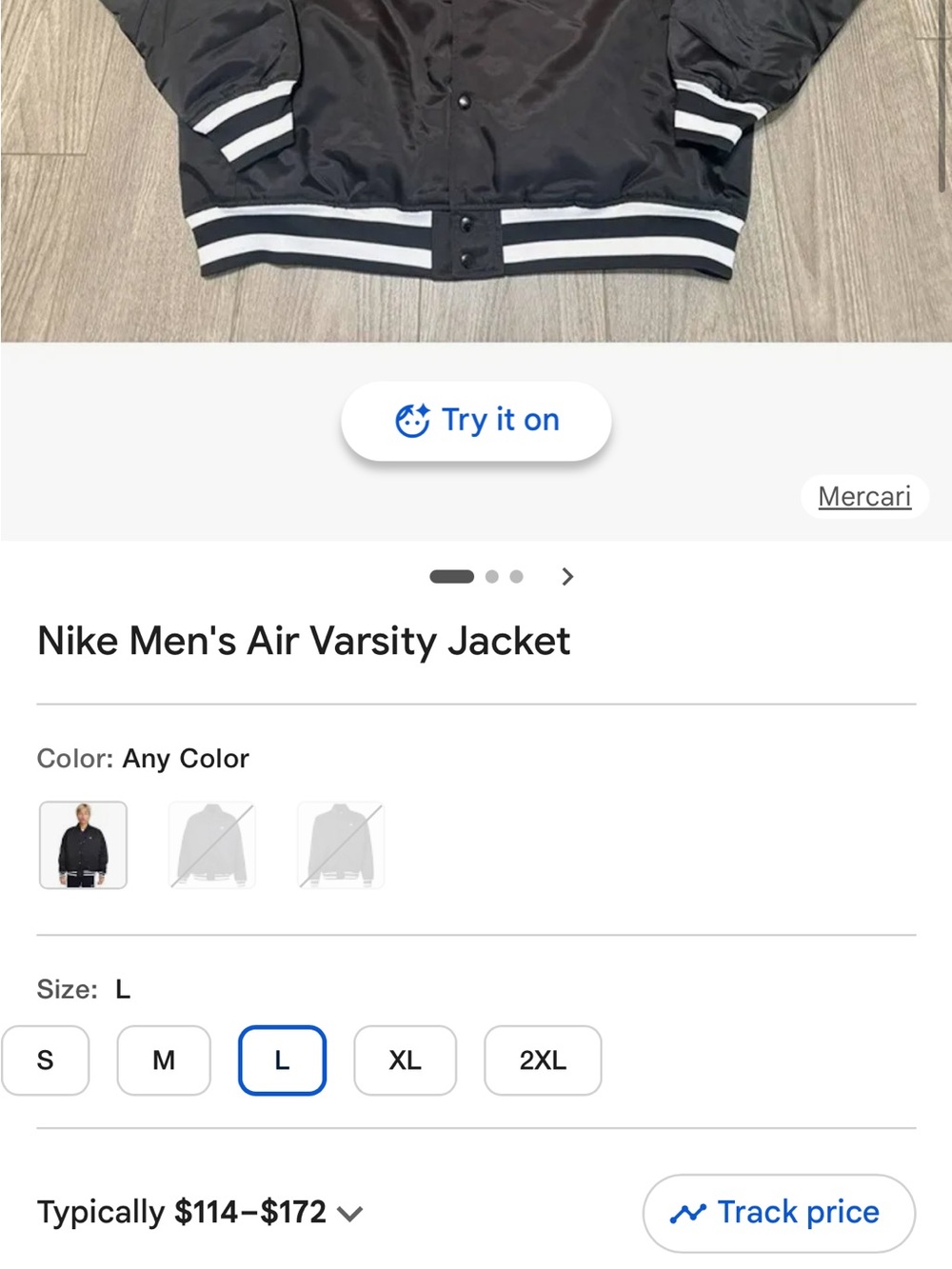 Nike Black Varsity Bomber Jacket with White Trim - Picture 5 of 5